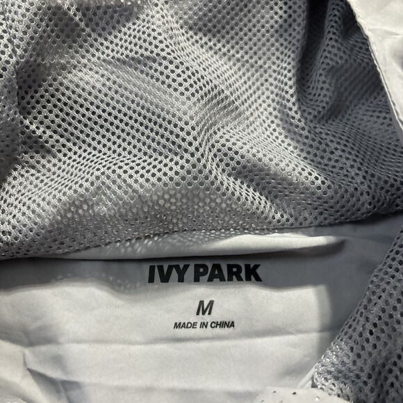 Ivy Park Perforated Panel Hooded Jacket Grey Size Medium (scuff bottom sleeve) - Picture 9 of 11